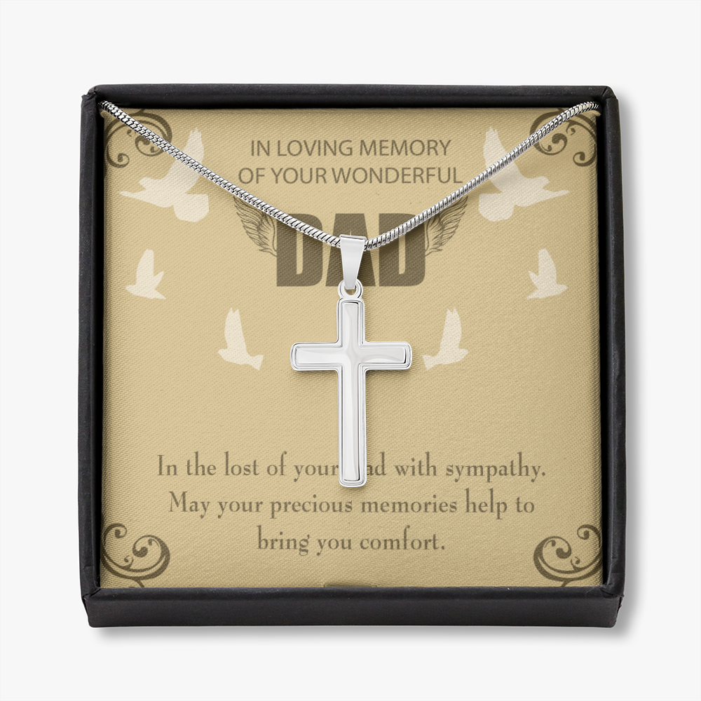 In The Lost of Your Dad Dad Memorial Gift Dad Memorial Cross Necklace Sympathy Gift Loss of Father Condolence Message Card-Express Your Love Gifts