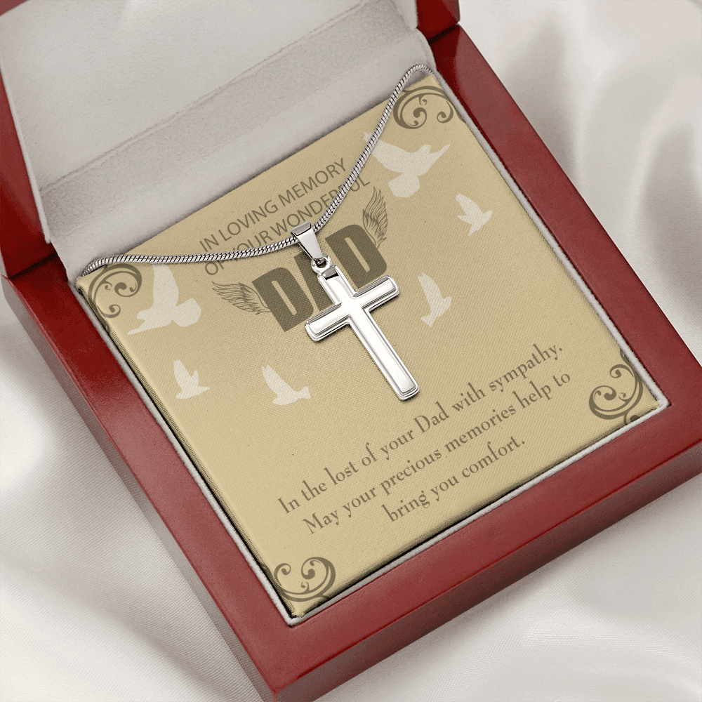 In The Lost of Your Dad Dad Memorial Gift Dad Memorial Cross Necklace Sympathy Gift Loss of Father Condolence Message Card-Express Your Love Gifts