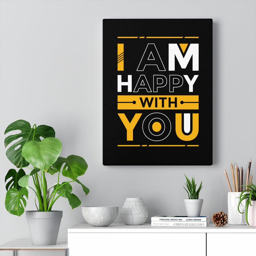 Scripture Walls Inspirational Wall Art I Am Happy With You Wall Art Motivation Wall Decor for Home Office Gym Inspiring Success Quote Print Ready to Hang Unframed-Express Your Love Gifts