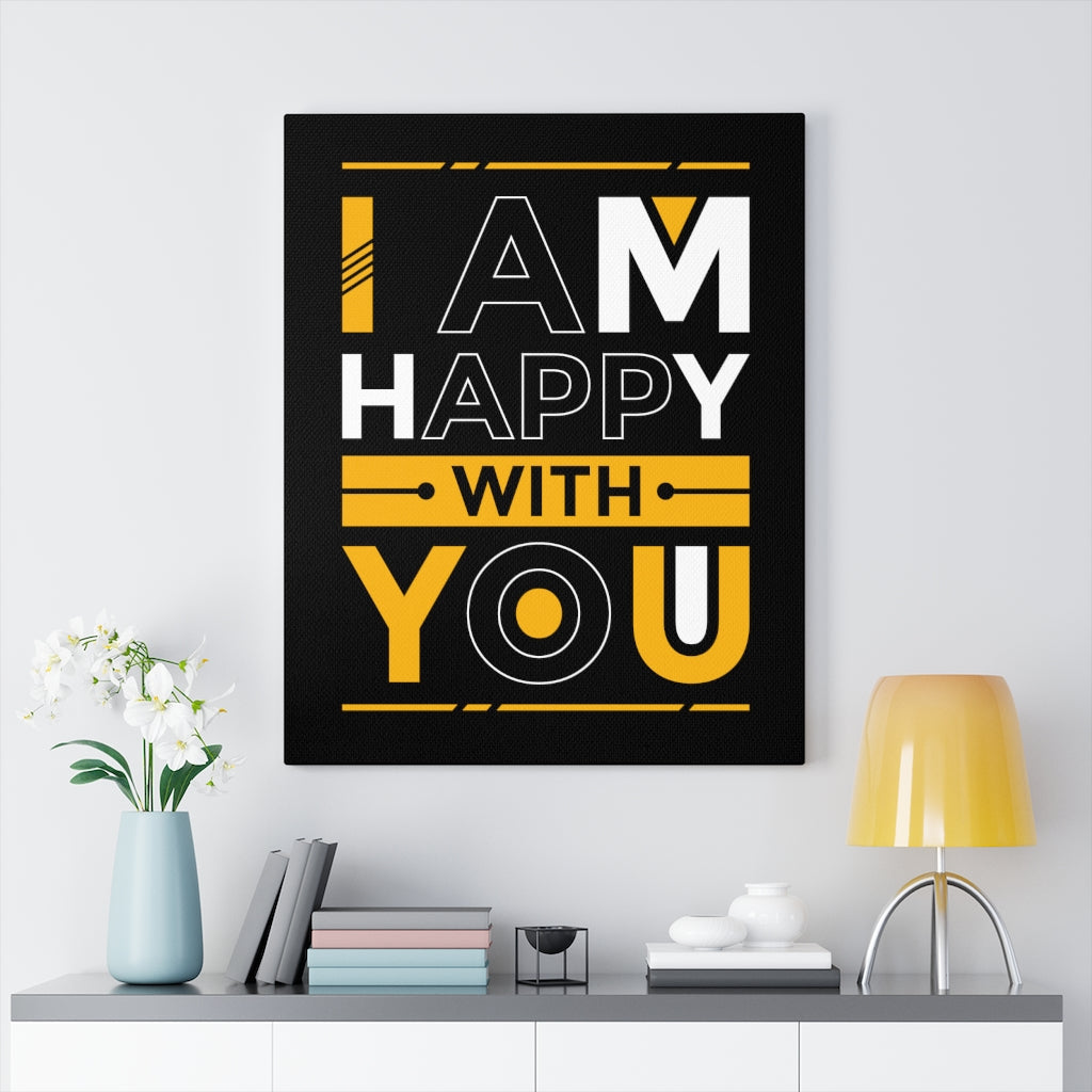 Scripture Walls Inspirational Wall Art I Am Happy With You Wall Art Motivation Wall Decor for Home Office Gym Inspiring Success Quote Print Ready to Hang Unframed-Express Your Love Gifts