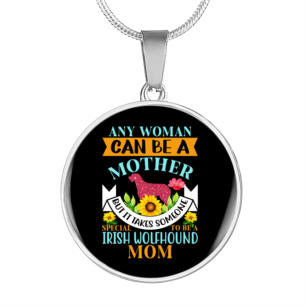 Irish Wolfhound Mom Circle Necklace Stainless Steel or 18k Gold 18-22"-Express Your Love Gifts