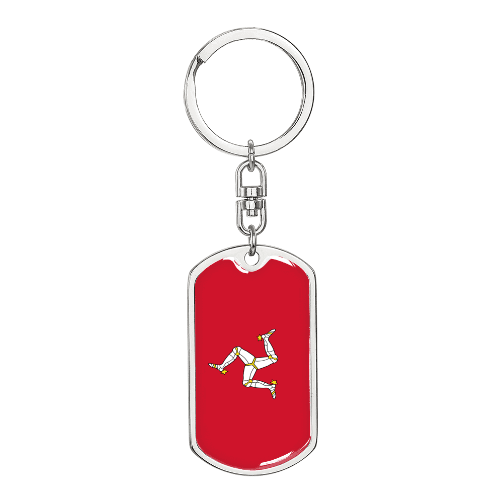 Isle Of Man Flag Swivel Keychain Dog Tag Stainless Steel or 18k Gold-Express Your Love Gifts