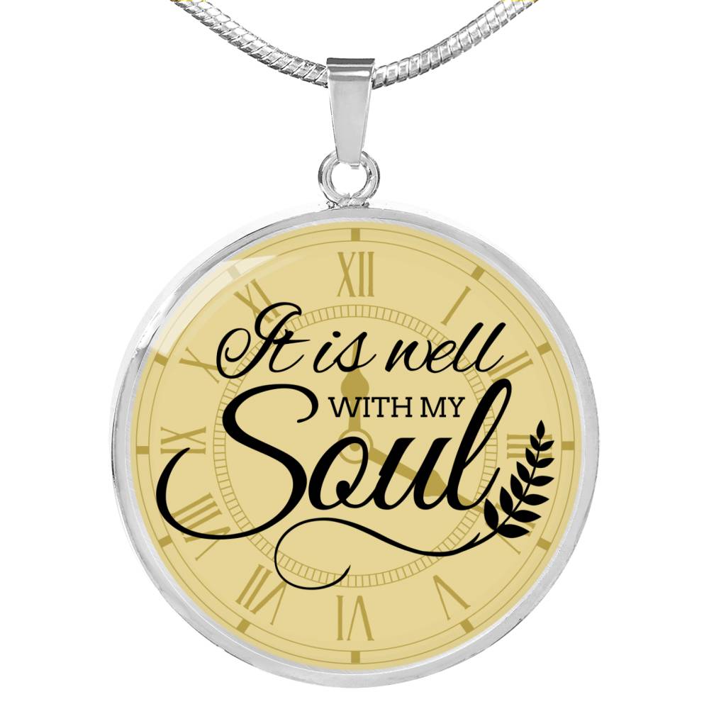 It Is Well With My Soul Lamentations Circle Necklace Stainless Steel or 18k Gold 18-22"-Express Your Love Gifts