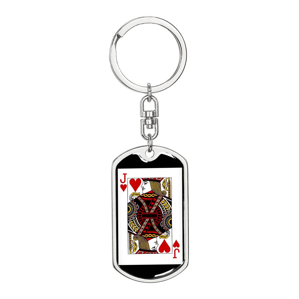 Jack Of Hearts Keychain Dog Tag Stainless Steel or 18k Gold-Express Your Love Gifts