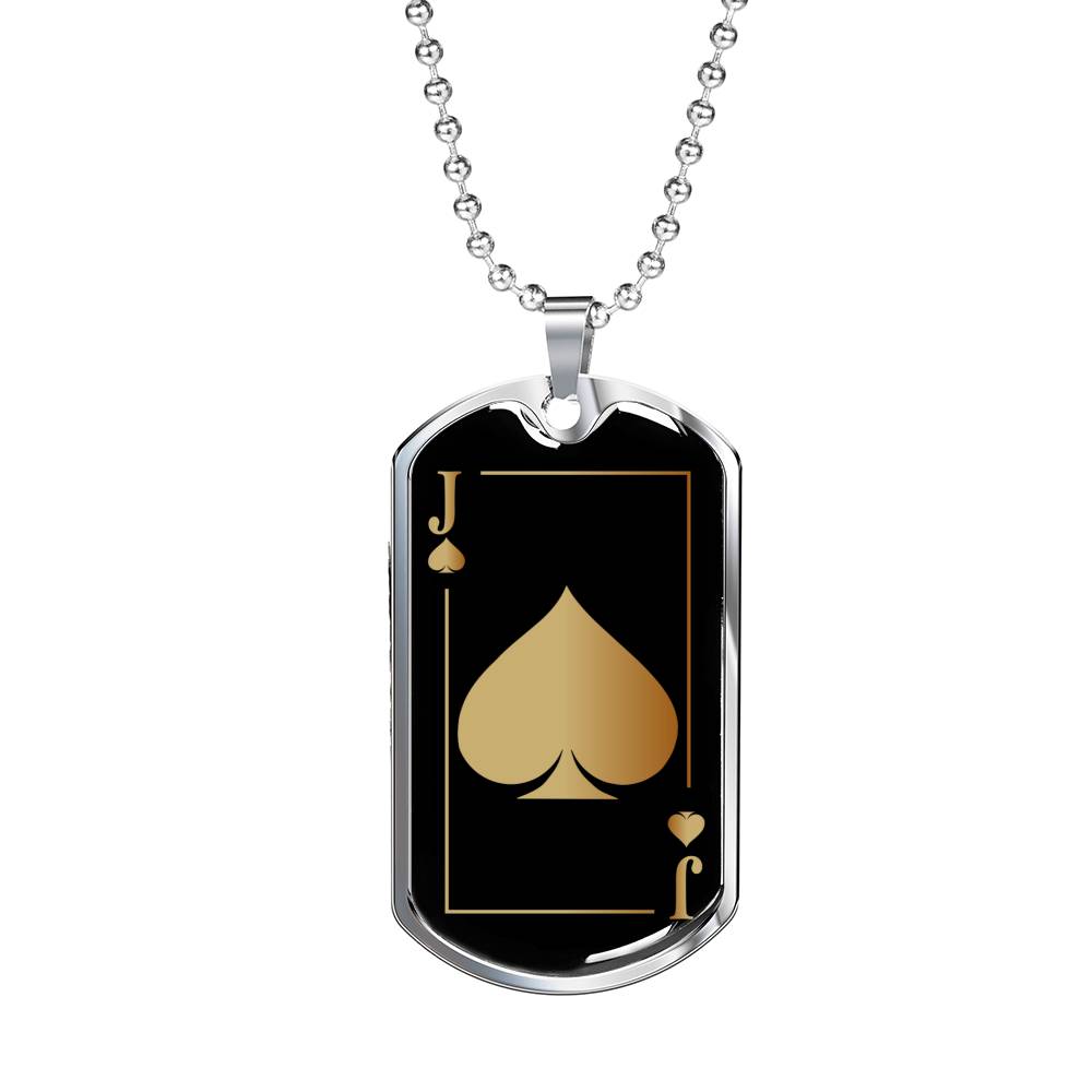 Jack of Spades Gold Dog Tag Stainless Steel or 18k Gold 24" Chain-Express Your Love Gifts