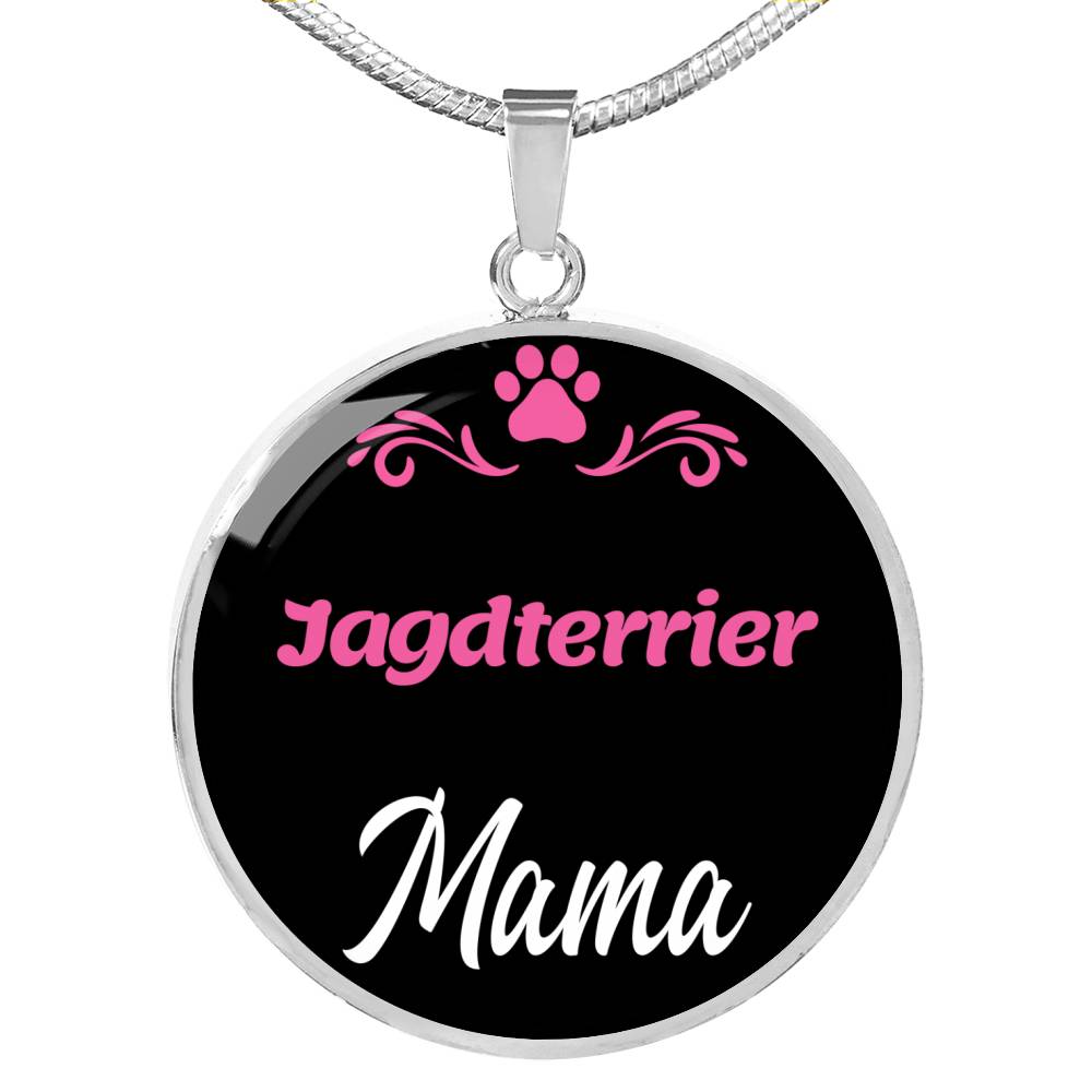 Jagdterrier Mama Necklace Circle Pendant Stainless Steel or 18k Gold 18-22" Dog Mom Pendant-Express Your Love Gifts