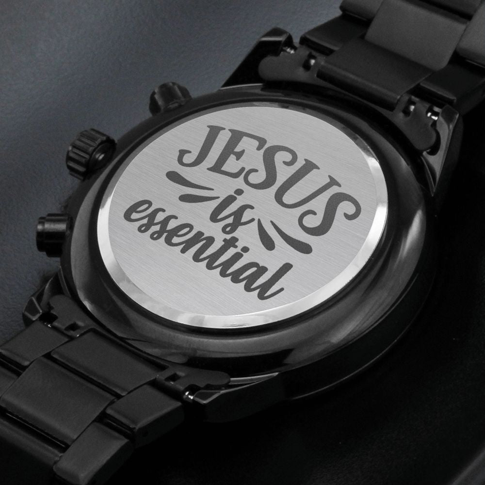 Jesus Is Essential Engraved Bible Verse Men's Watch Multifunction Stainless Steel W Copper Dial-Express Your Love Gifts