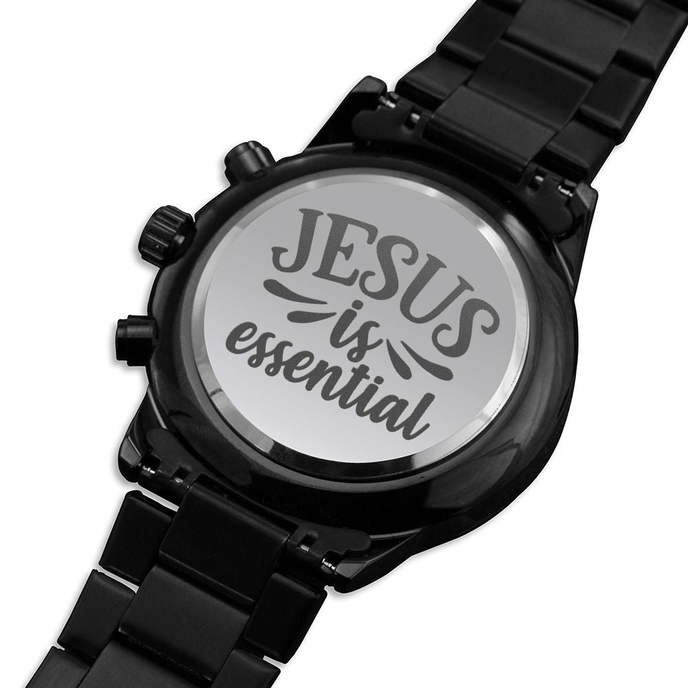 Jesus Is Essential Engraved Bible Verse Men's Watch Multifunction Stainless Steel W Copper Dial-Express Your Love Gifts
