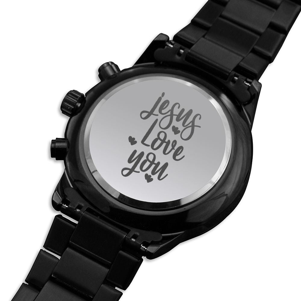 Jesus Love You Engraved Bible Verse Men's Watch Multifunction Stainless Steel W Copper Dial-Express Your Love Gifts