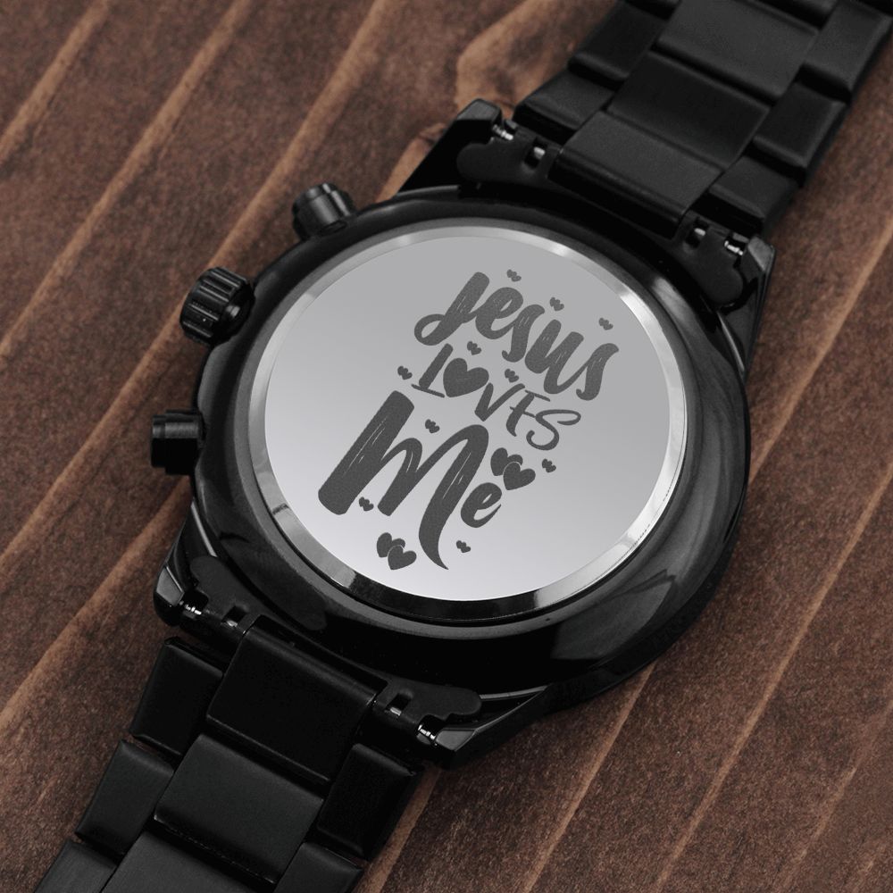 Jesus Loves Me Engraved Bible Verse Men's Watch Multifunction Stainless Steel W Copper Dial-Express Your Love Gifts