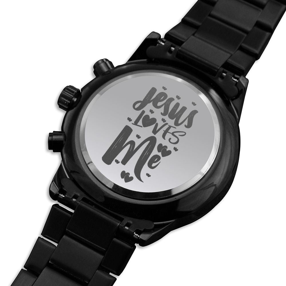 Jesus Loves Me Engraved Bible Verse Men's Watch Multifunction Stainless Steel W Copper Dial-Express Your Love Gifts