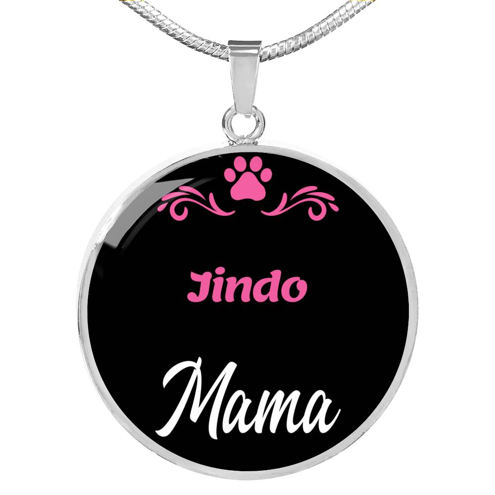 Jindo Mama Necklace Circle Pendant Stainless Steel or 18k Gold 18-22" Dog Mom Pendant-Express Your Love Gifts