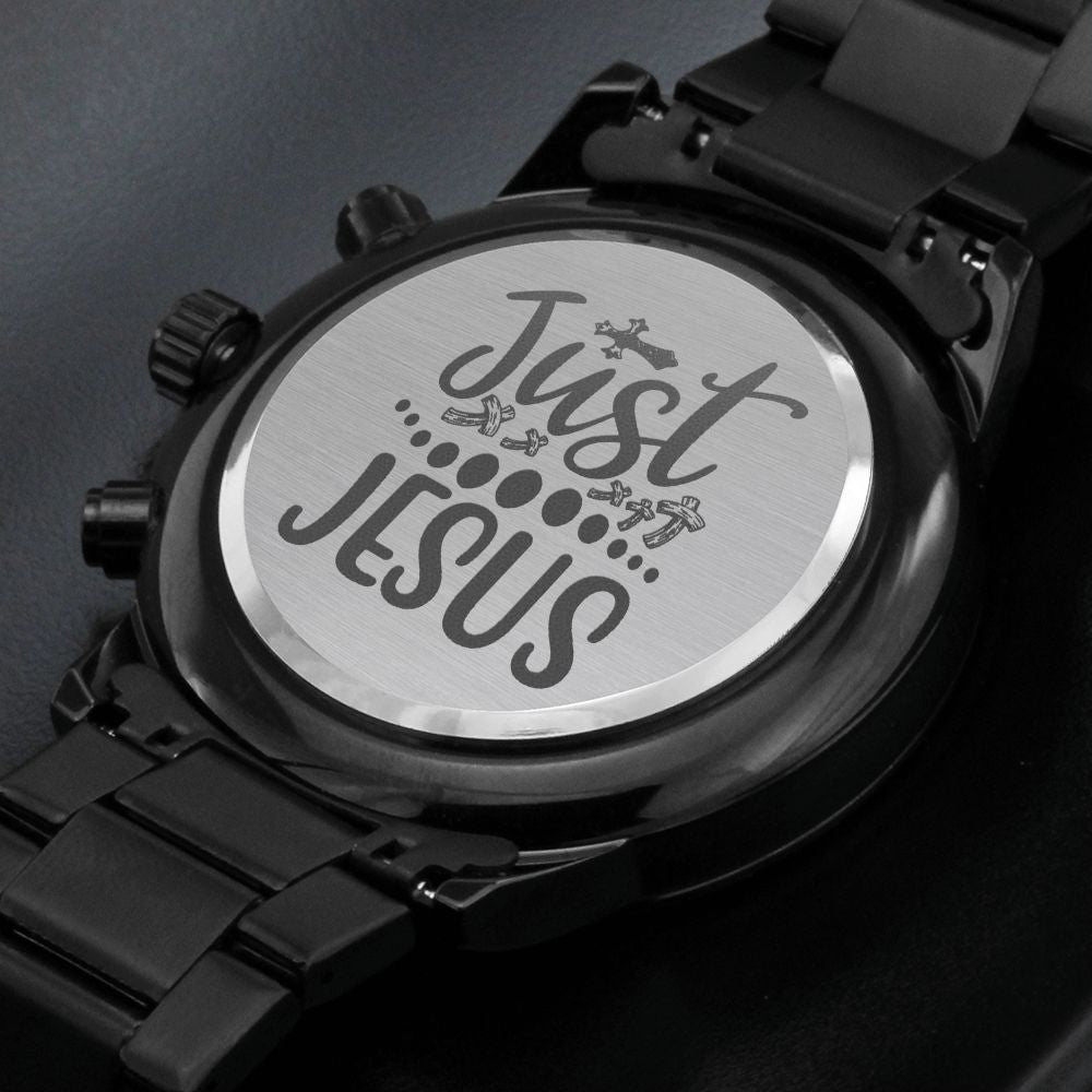 Just Jesus Engraved Bible Verse Men's Watch Multifunction Stainless Steel W Copper Dial-Express Your Love Gifts