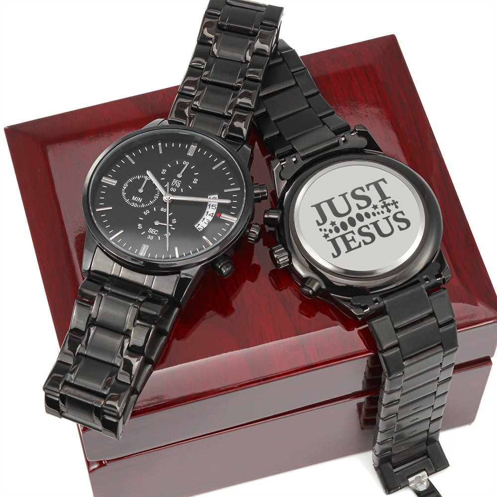 Just Jesus Plain Engraved Bible Verse Men's Watch Multifunction Stainless Steel W Copper Dial-Express Your Love Gifts