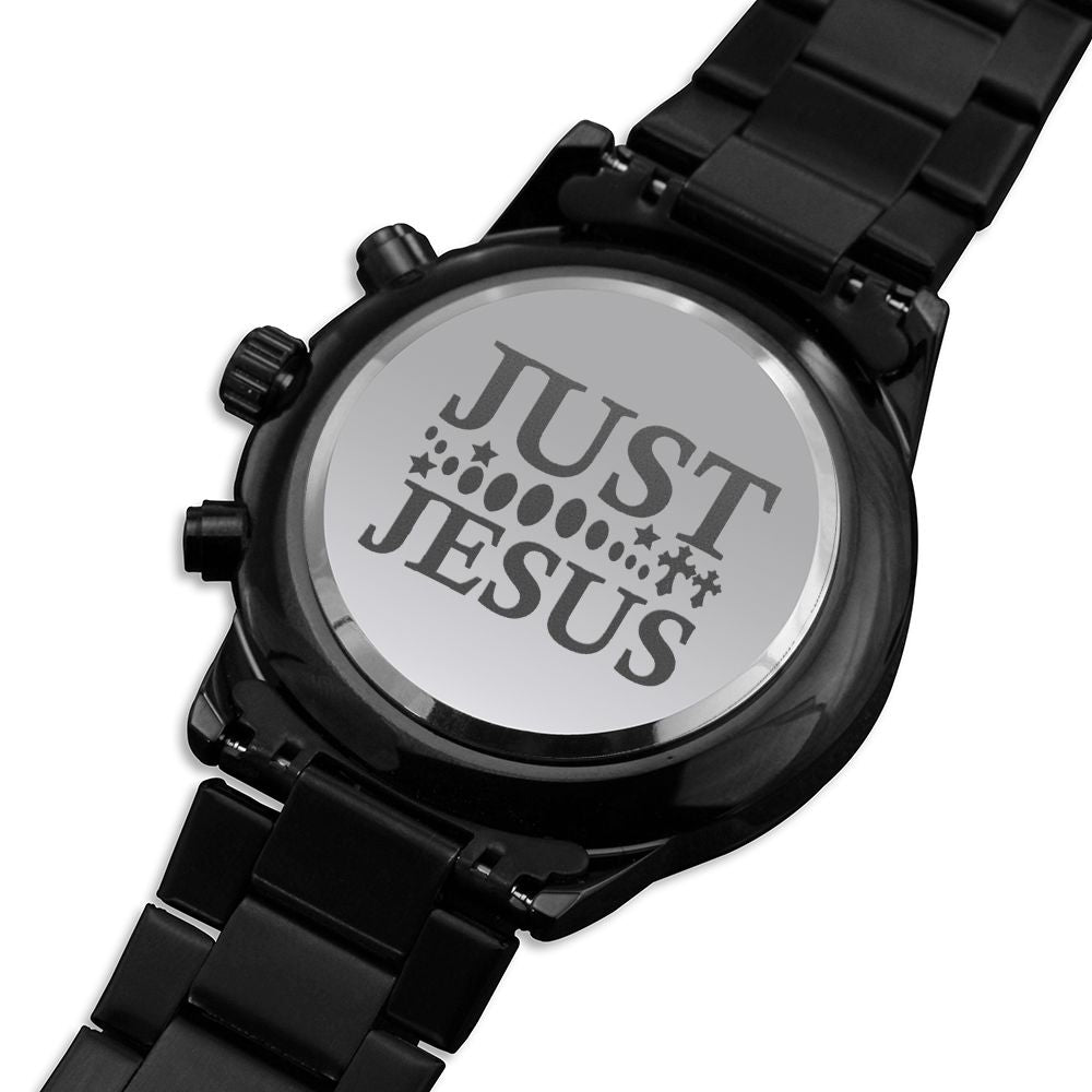 Just Jesus Plain Engraved Bible Verse Men's Watch Multifunction Stainless Steel W Copper Dial-Express Your Love Gifts