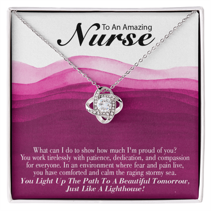 Just Like a Lighthouse Healthcare Medical Worker Nurse Appreciation Gift Infinity Knot Necklace Message Card-Express Your Love Gifts