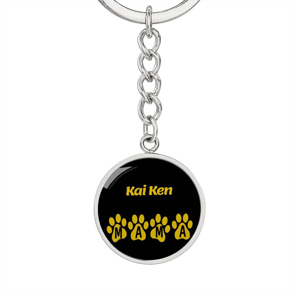 Kai Ken Mama Circle Keychain Stainless Steel or 18k Gold Dog Mom Pendant-Express Your Love Gifts