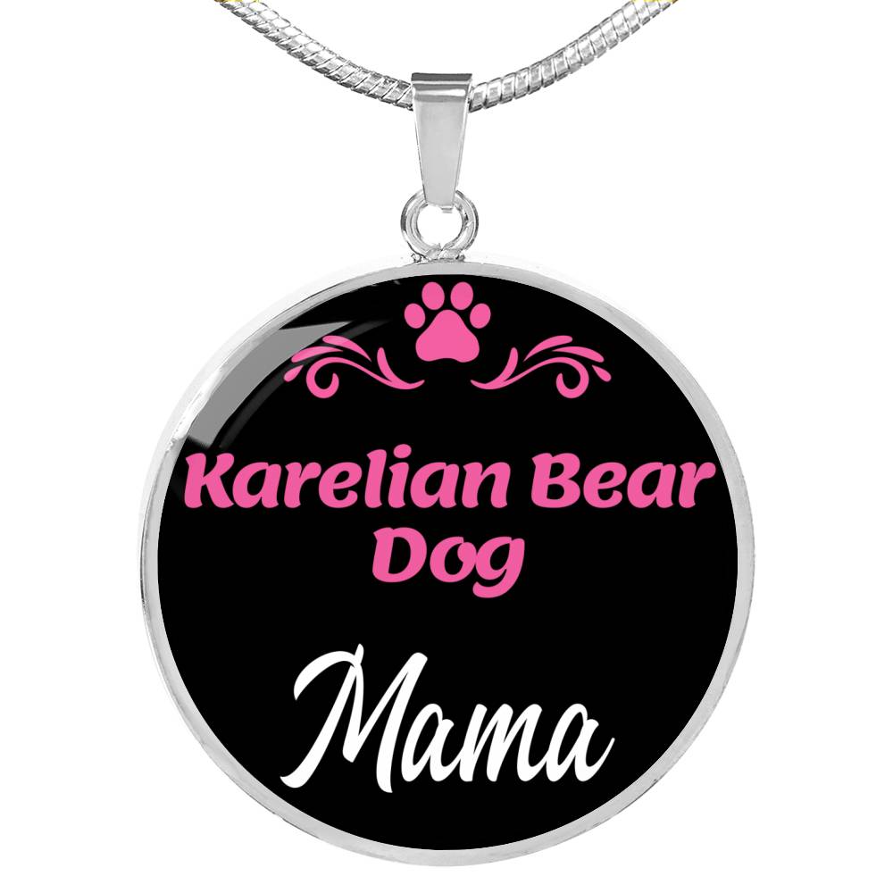 KArelian Bear Dog Mama Necklace Circle Pendant Stainless Steel or 18k Gold 18-22" Dog Mom Pendant-Express Your Love Gifts