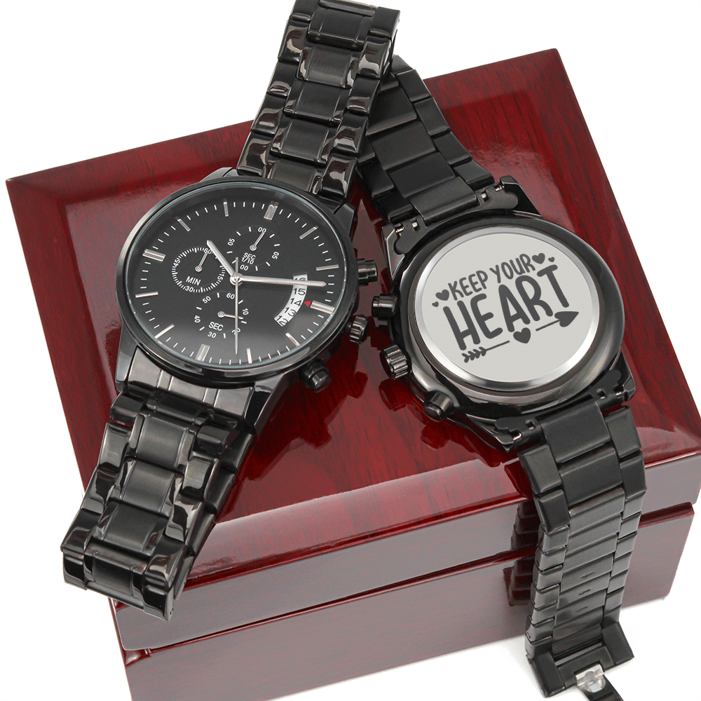 Keep Your Heart Engraved Bible Verse Men's Watch Multifunction Stainless Steel W Copper Dial-Express Your Love Gifts