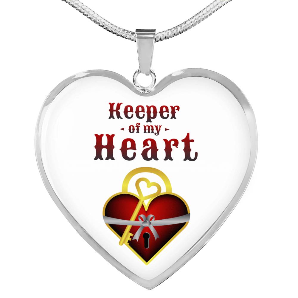 Keeper Of My Heart Necklace Stainless Steel or 18k Gold Heart Pendant 18-22"-Express Your Love Gifts