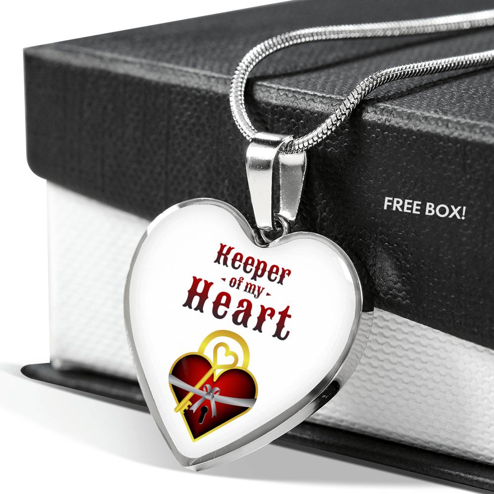 Keeper Of My Heart Necklace Stainless Steel or 18k Gold Heart Pendant 18-22"-Express Your Love Gifts