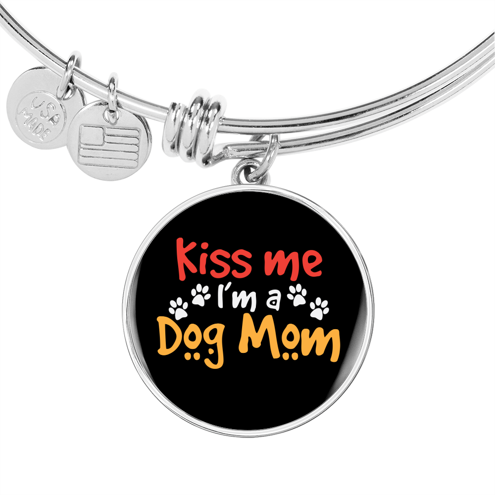 Kiss Me Dog Mom Bracelet Stainless Steel or 18k Gold Circle Bangle-Express Your Love Gifts