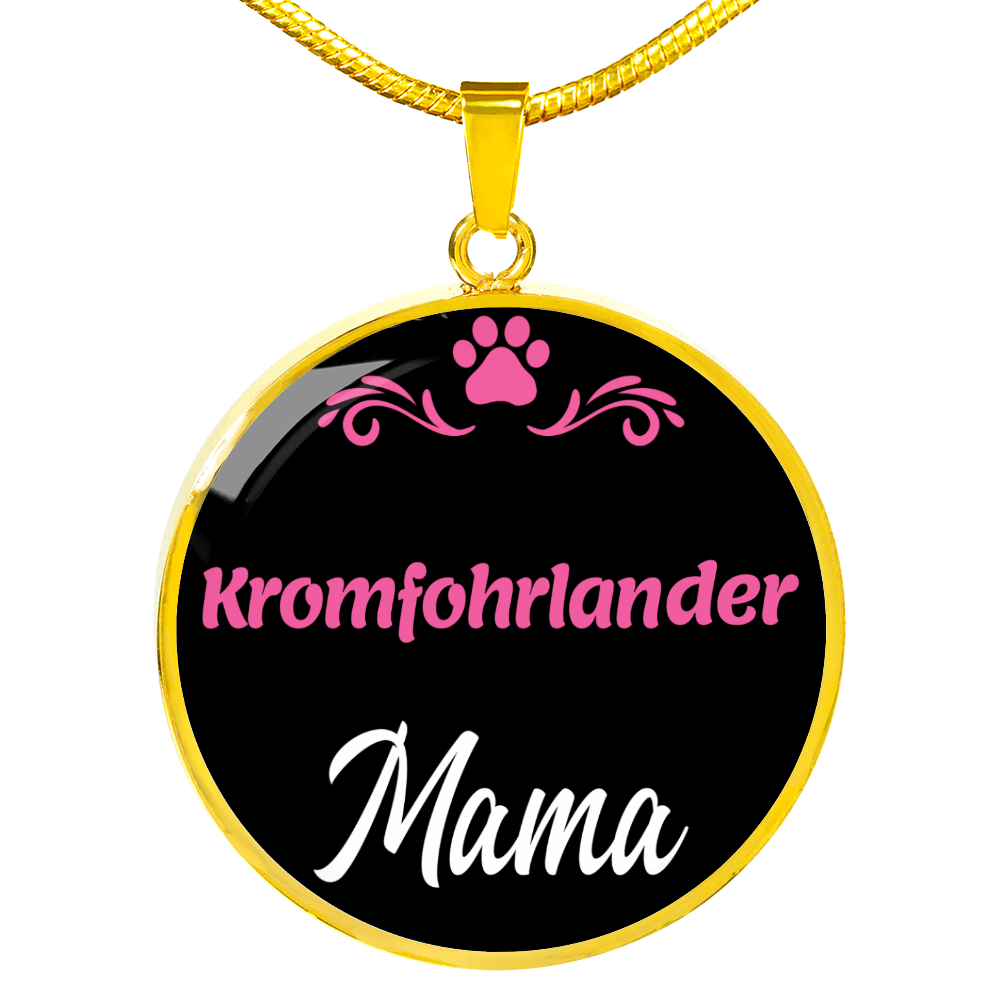 Kromfohrlander Mama Necklace Circle Pendant Stainless Steel or 18k Gold 18-22" Dog Mom Pendant-Express Your Love Gifts