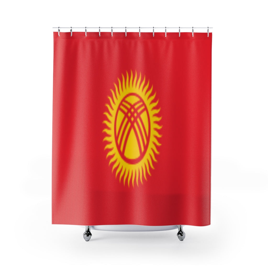 Kyrgyzstan Flag Stylish Design 71&quot; x 74&quot; Elegant Waterproof Shower Curtain for a Spa-like Bathroom Paradise Exceptional Craftsmanship-Express Your Love Gifts