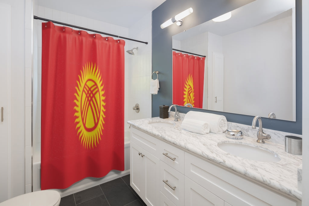 Kyrgyzstan Flag Stylish Design 71" x 74" Elegant Waterproof Shower Curtain for a Spa-like Bathroom Paradise Exceptional Craftsmanship-Express Your Love Gifts