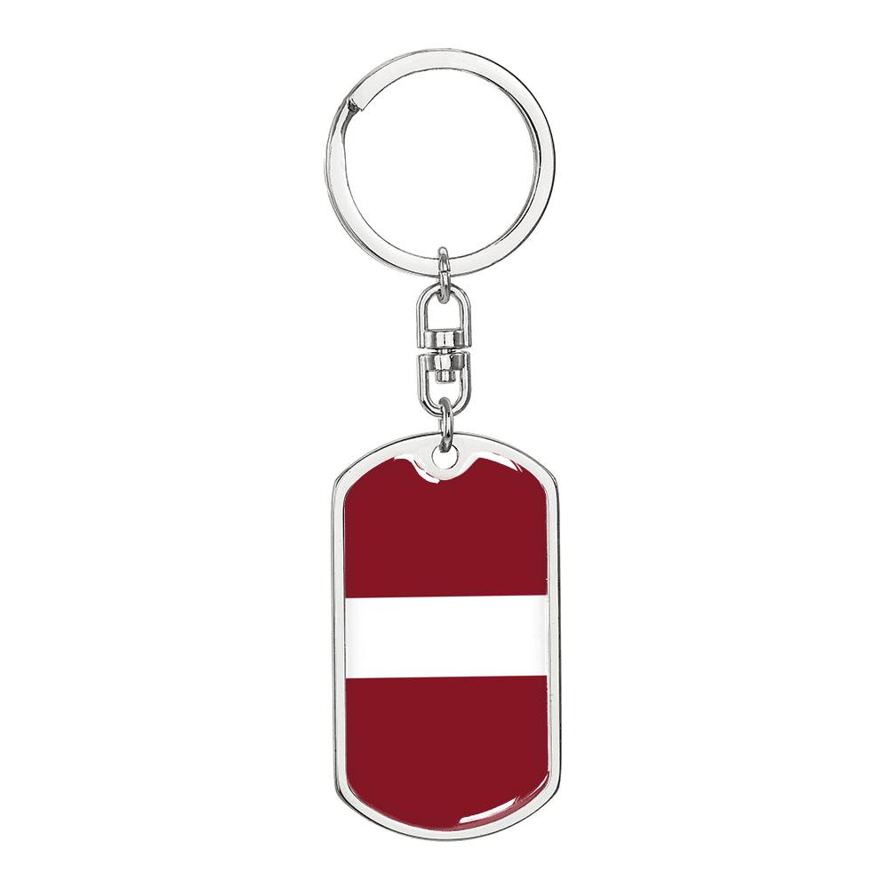 Latvia Flag Keychain Dog Tag Stainless Steel or 18k Gold-Express Your Love Gifts