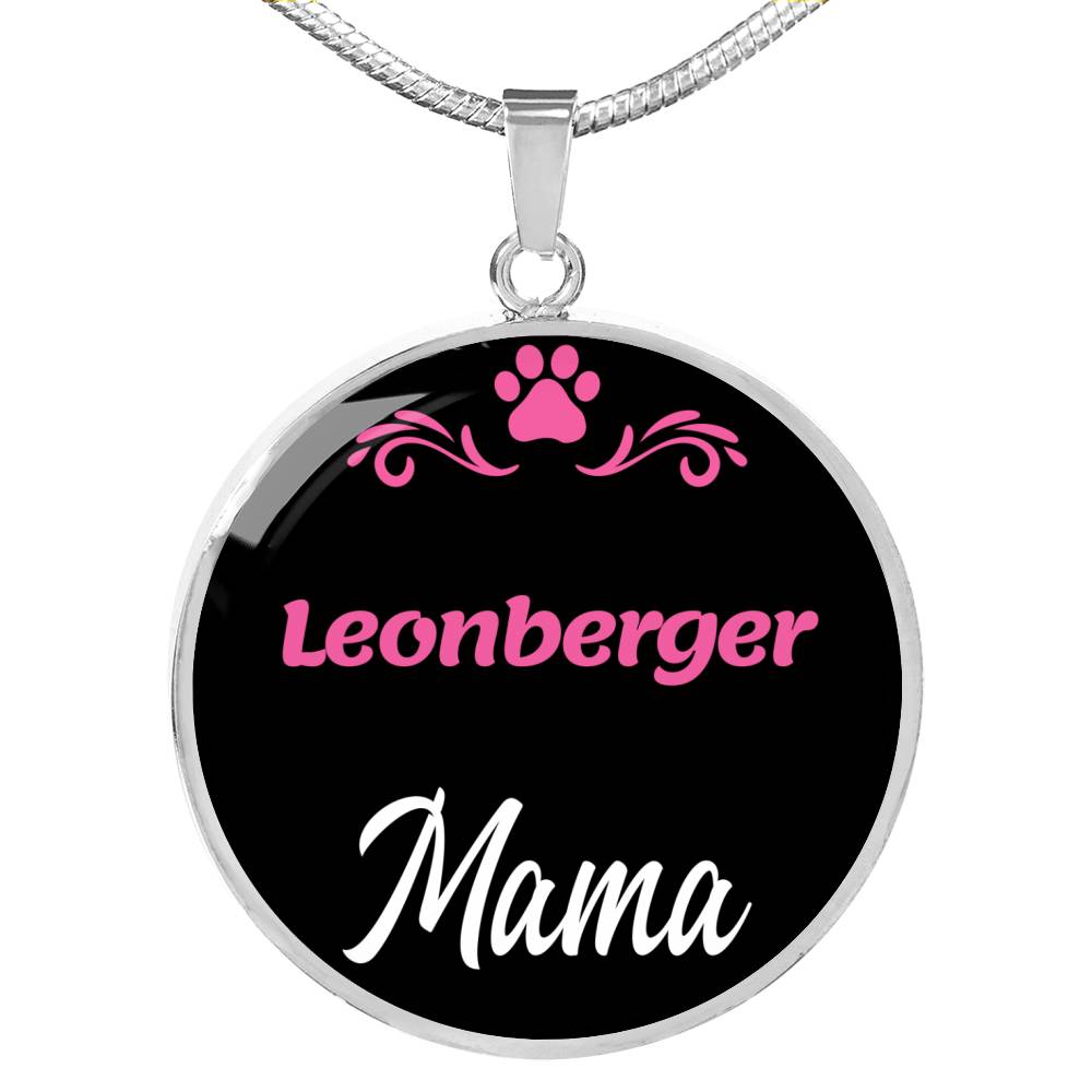 Leonberger Mama Necklace Circle Pendant Stainless Steel or 18k Gold 18-22" Dog Mom Pendant-Express Your Love Gifts