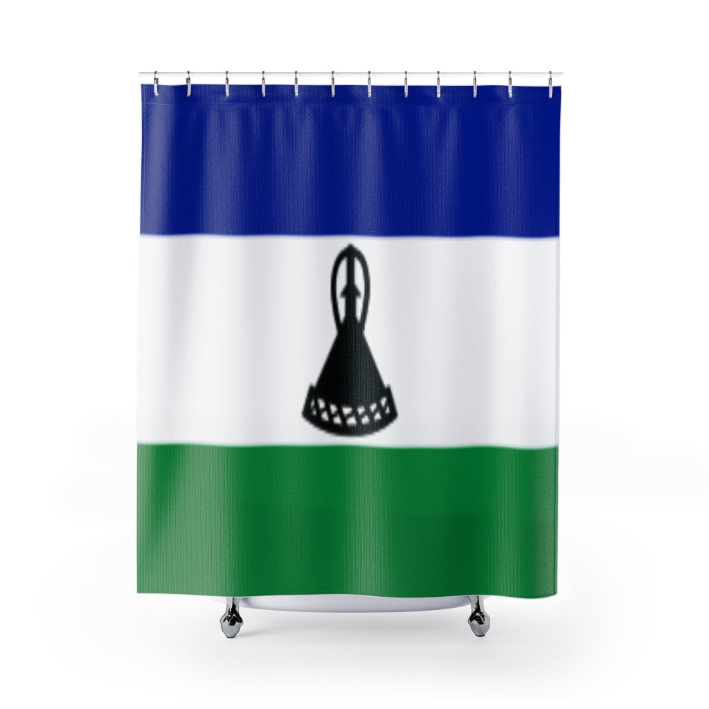 Lesotho Flag Stylish Design 71&quot; x 74&quot; Elegant Waterproof Shower Curtain for a Spa-like Bathroom Paradise Exceptional Craftsmanship-Express Your Love Gifts