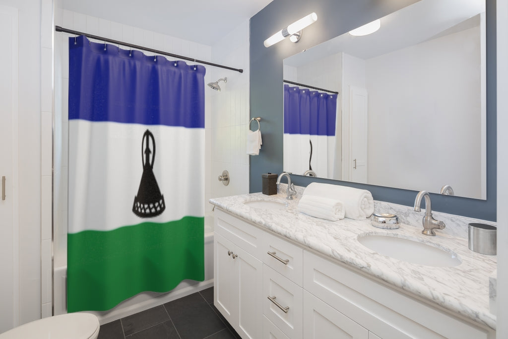 Lesotho Flag Stylish Design 71" x 74" Elegant Waterproof Shower Curtain for a Spa-like Bathroom Paradise Exceptional Craftsmanship-Express Your Love Gifts