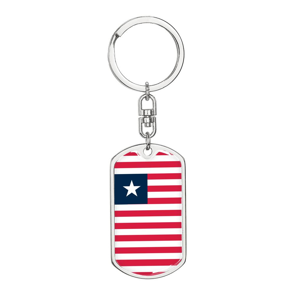 Liberia Flag Keychain Dog Tag Stainless Steel or 18k Gold-Express Your Love Gifts
