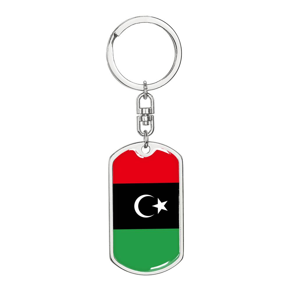 Libya Flag Keychain Dog Tag Stainless Steel or 18k Gold-Express Your Love Gifts