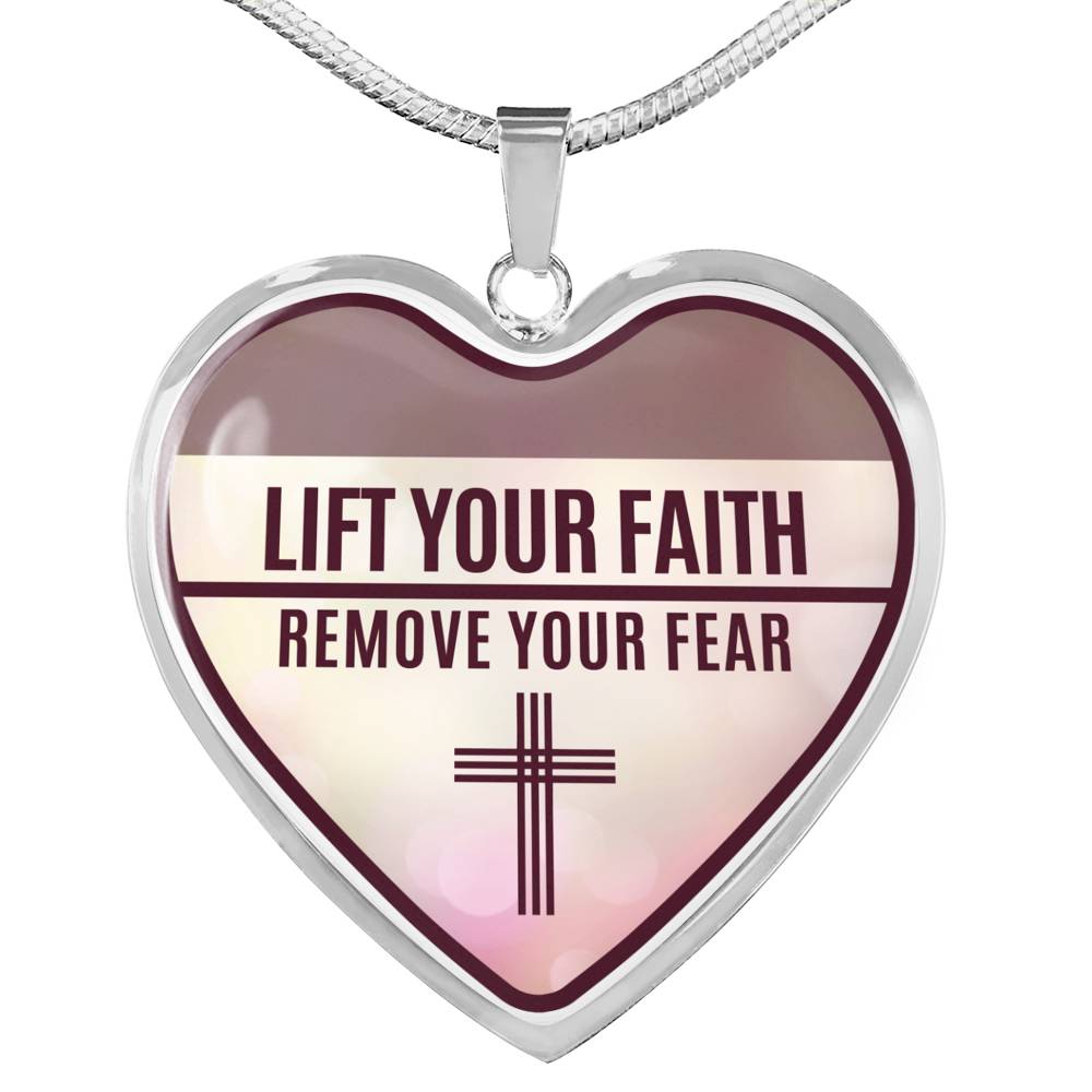 Lift Your Faith Necklace Stainless Steel or 18k Gold Heart Pendant 18-22"-Express Your Love Gifts