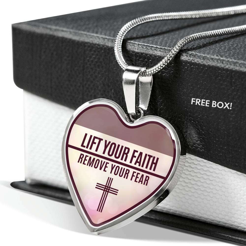 Lift Your Faith Necklace Stainless Steel or 18k Gold Heart Pendant 18-22"-Express Your Love Gifts