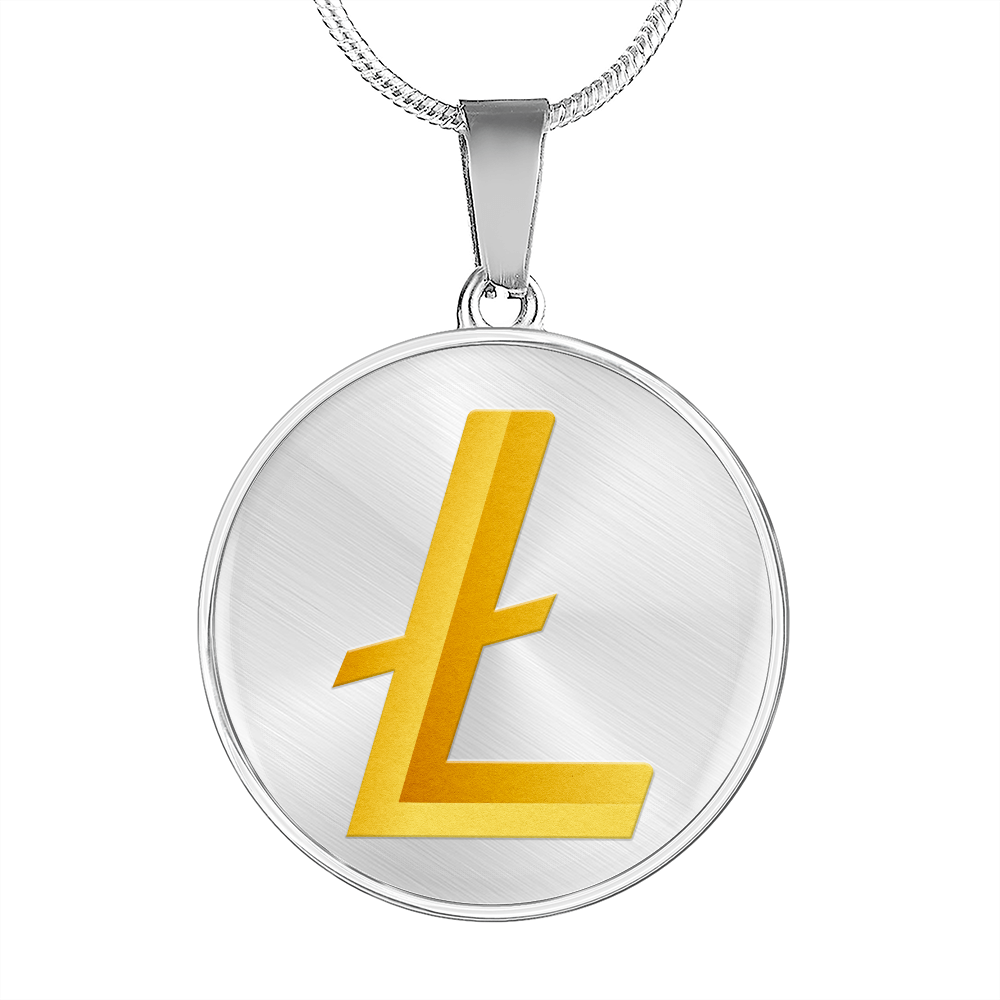 Litecoin Gold Circle Necklace Stainless Steel or 18k Gold 18-22"-Express Your Love Gifts