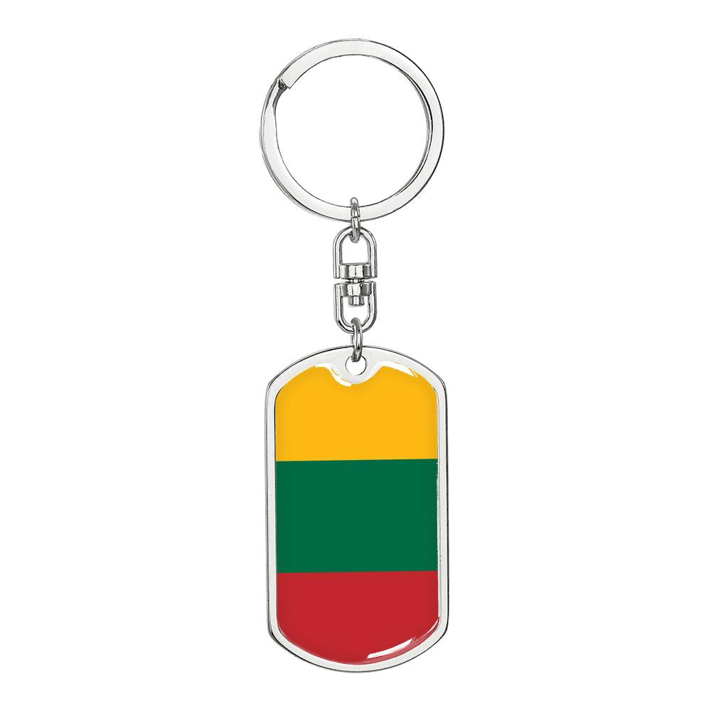 Lithuania Flag Keychain Dog Tag Stainless Steel or 18k Gold-Express Your Love Gifts