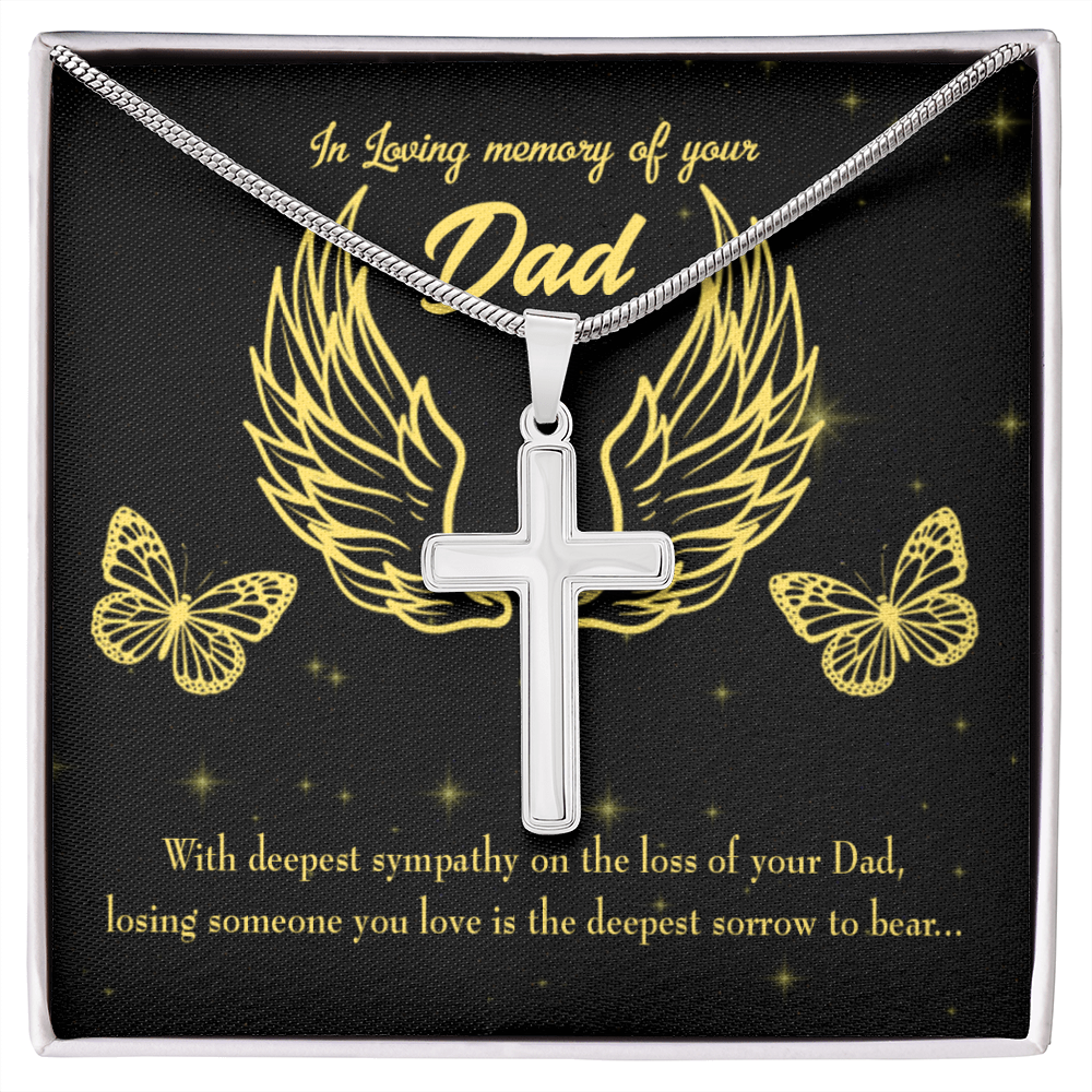 Losing Someone Dad Memorial Gift Dad Memorial Cross Necklace Sympathy Gift Loss of Father Condolence Message Card-Express Your Love Gifts