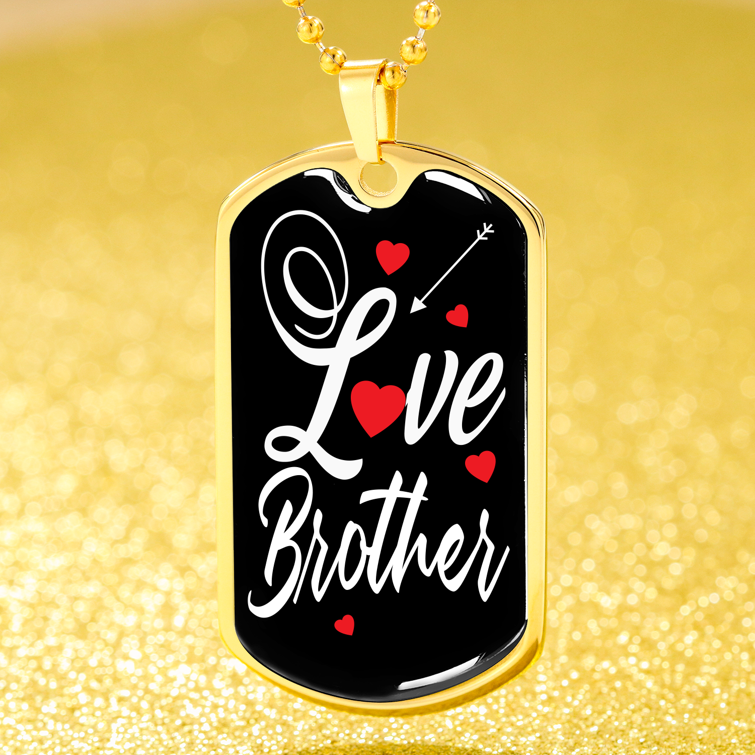Love Brother Necklace Stainless Steel or 18k Gold Dog Tag 24" Chain-Express Your Love Gifts