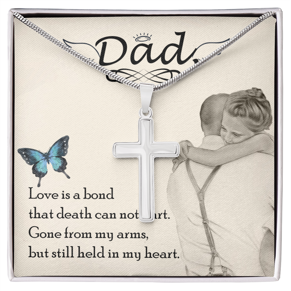 Love is Bond Dad Memorial Gift Dad Memorial Cross Necklace Sympathy Gift Loss of Father Condolence Message Card-Express Your Love Gifts