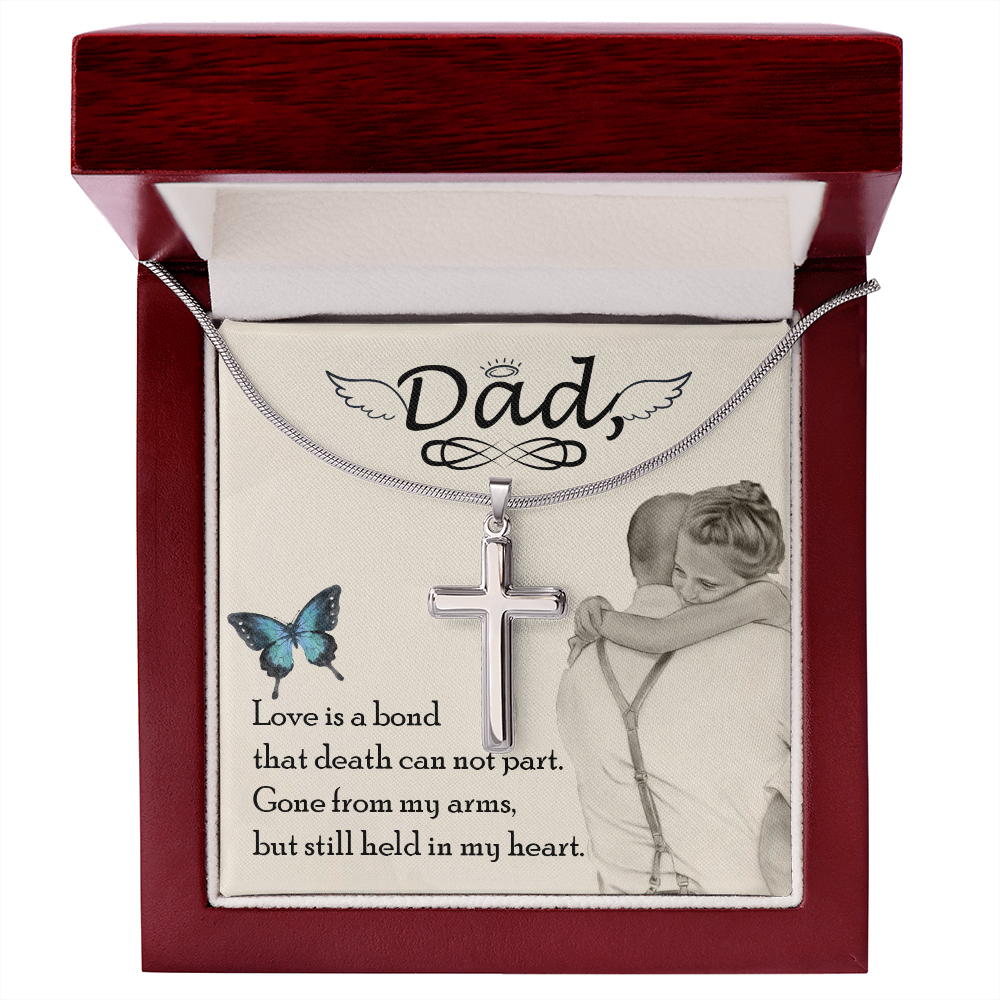 Love is Bond Dad Memorial Gift Dad Memorial Cross Necklace Sympathy Gift Loss of Father Condolence Message Card-Express Your Love Gifts