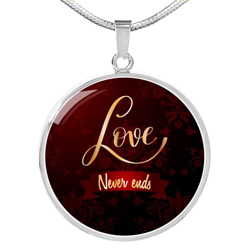 Love Never Ends Circle Necklace Stainless Steel or 18k Gold 18-22"-Express Your Love Gifts