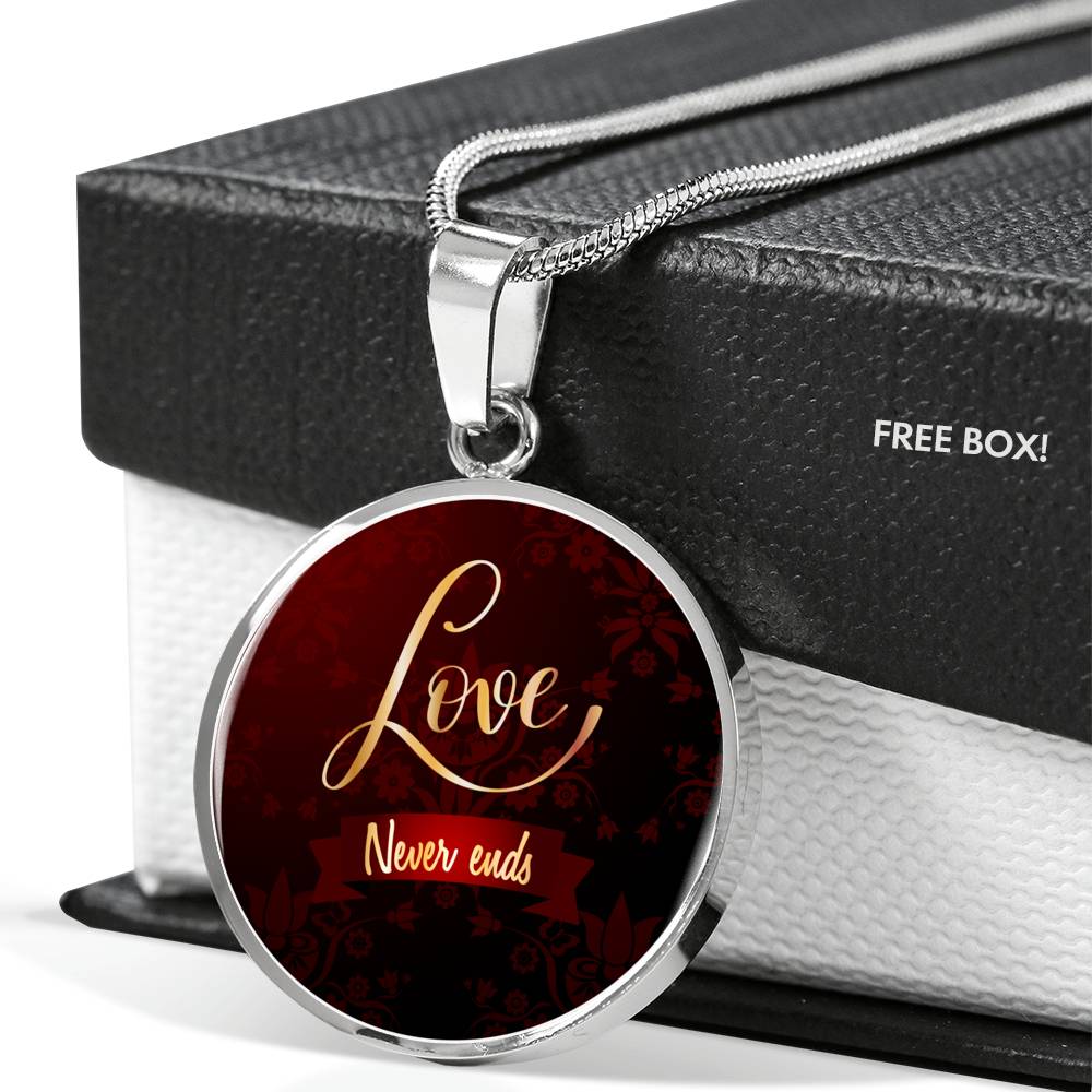 Love Never Ends Circle Necklace Stainless Steel or 18k Gold 18-22"-Express Your Love Gifts