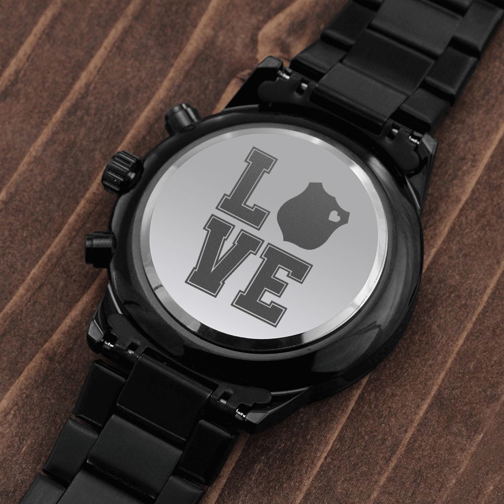 Love Police Engraved Multifunction Policeman Men's Watch Stainless Steel W Copper Dial-Express Your Love Gifts