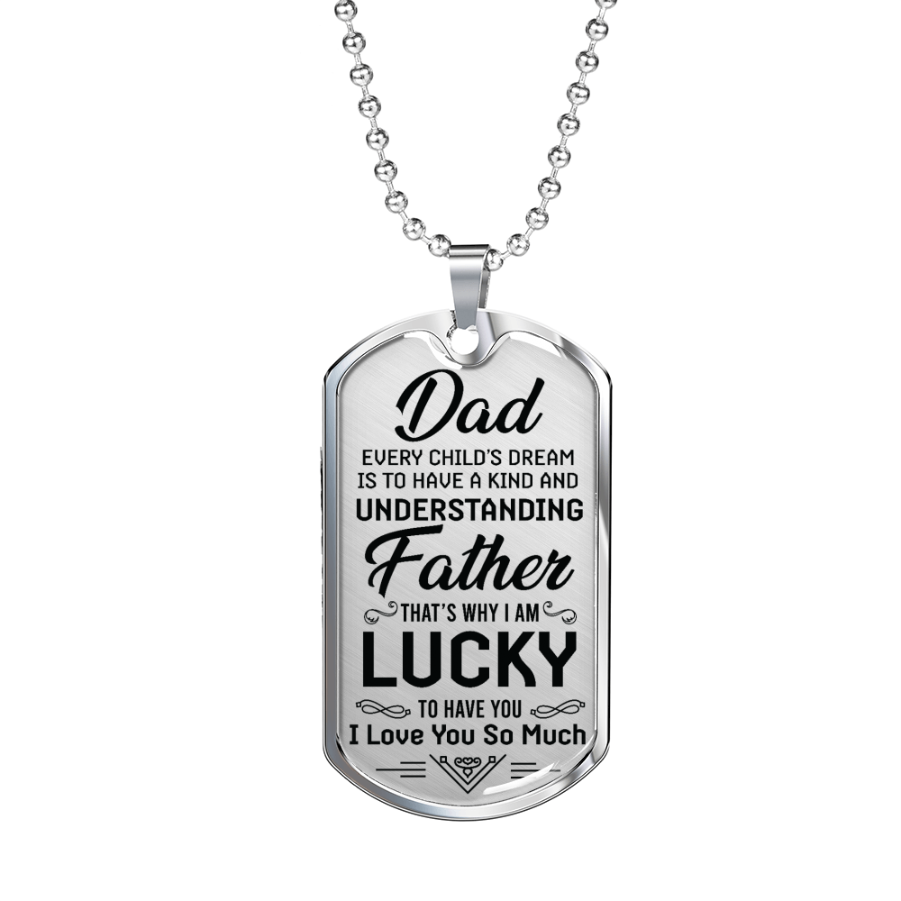 Love You Dad Necklace Stainless Steel or 18k Gold Dog Tag 24" Chain-Express Your Love Gifts