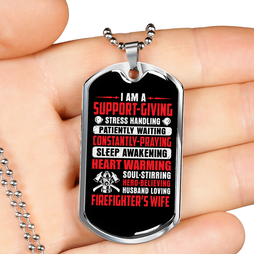 Loving Firefighter'S Wife Necklace Stainless Steel or 18k Gold Dog Tag 24" Chain-Express Your Love Gifts