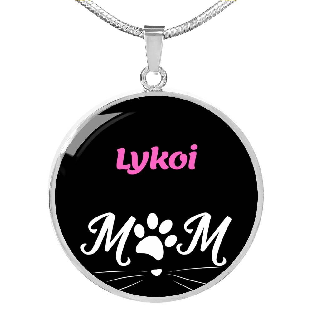 Lykoi Cat Mom Necklace Circle Pendant Stainless Steel or 18k Gold 18-22"-Express Your Love Gifts