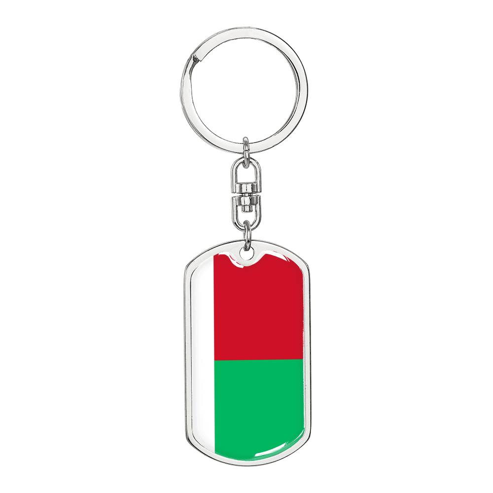 Madagascar Flag Keychain Dog Tag Stainless Steel or 18k Gold-Express Your Love Gifts